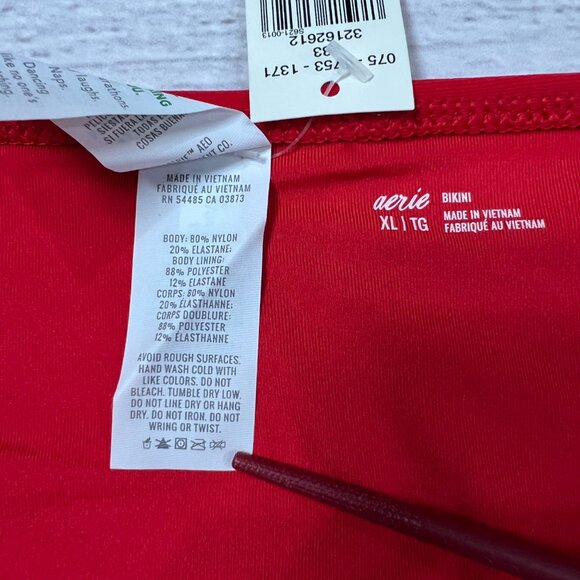 NEW Aerie Bikini Bottom Size XL Red Full Coverage Swim Bathing Suit NWT - Picture 5 of 5
